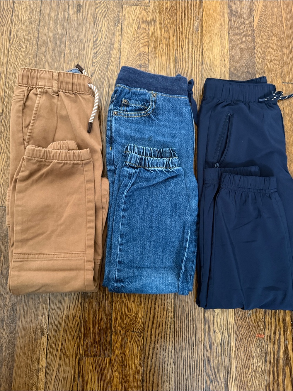 Gymboree Three-Pack Pull-On Pants - Navy, Denim, Brown